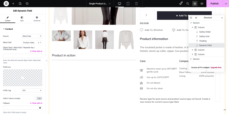 dynamic widget settings