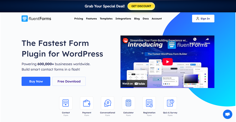 fluent forms plugin front page