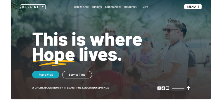 Hill City Church website homepage