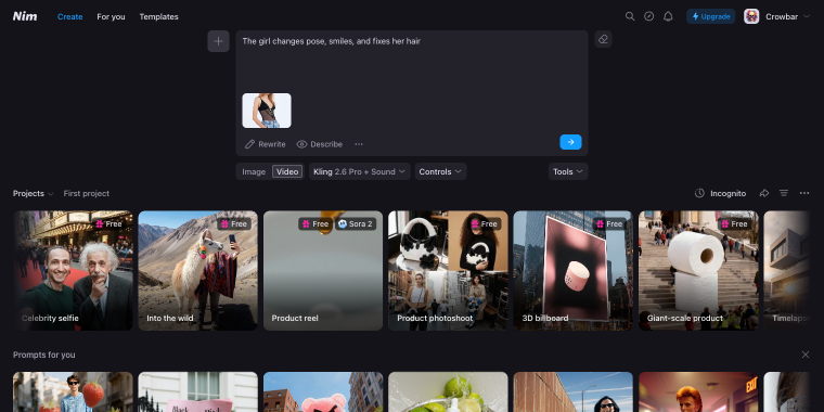 Nim.video interface