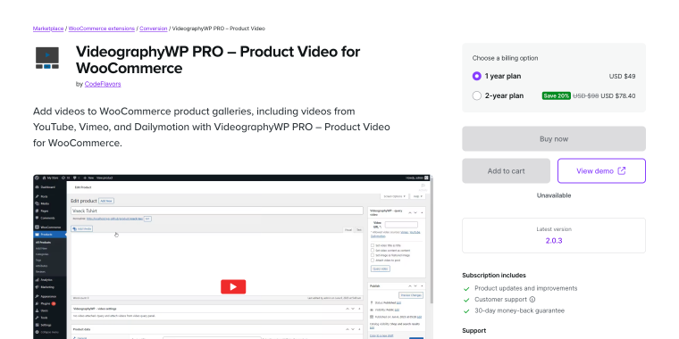 VideographyWP Pro – Product Video plugin