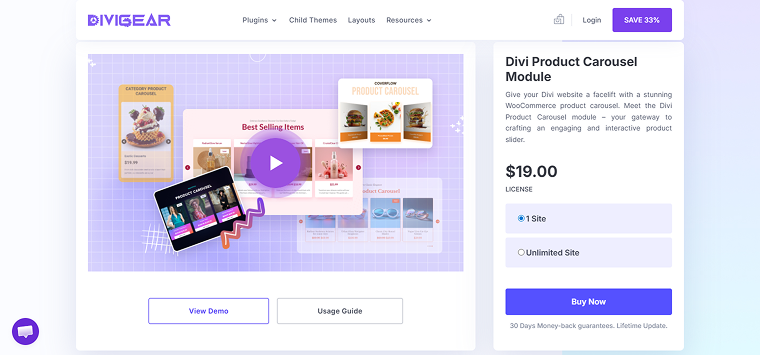 divi plugins product carousel module front page