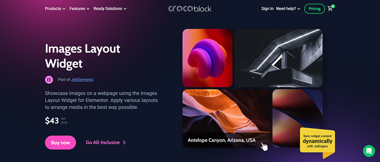 jetelements images layout widget