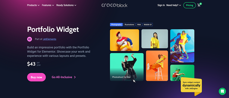 jetelements portfolio widget