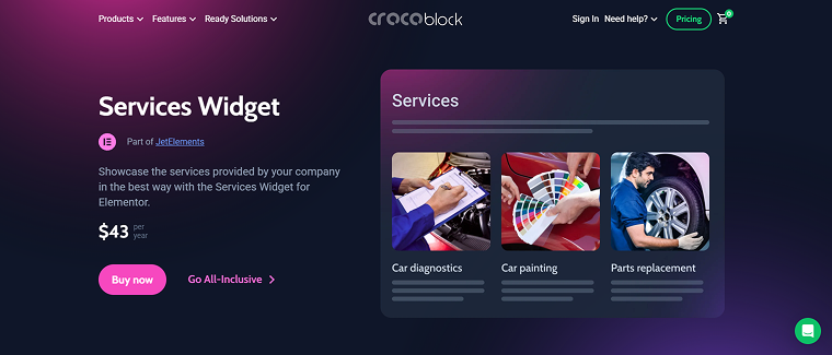 jetelements services widget