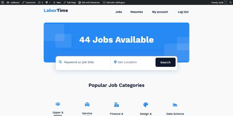 Labortime dynamic template WP job board