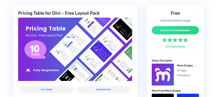 Divi pricing tables