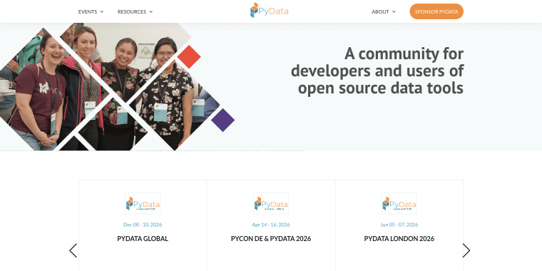 pydata website homepage