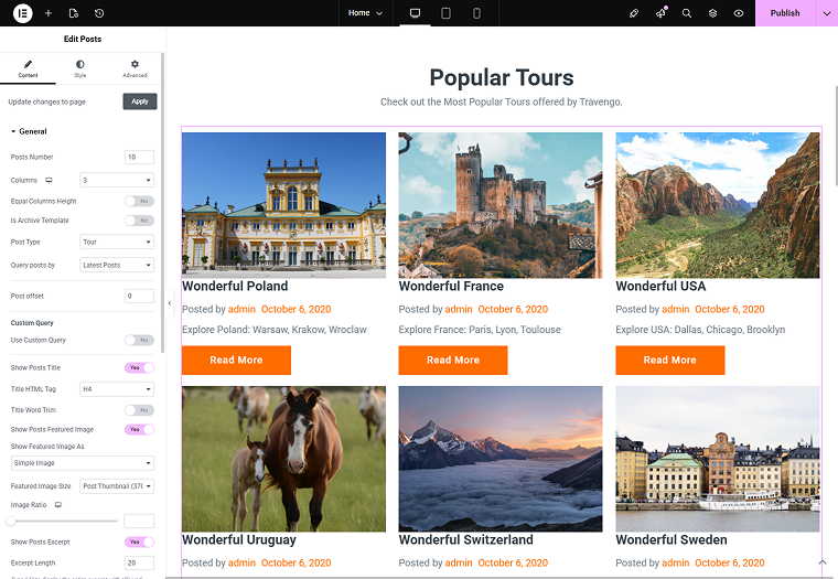set the source inside the posts widget