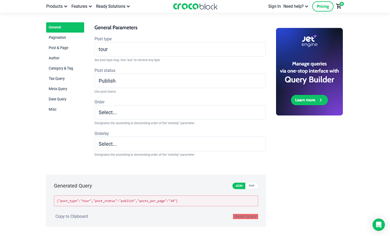 wp query generator result