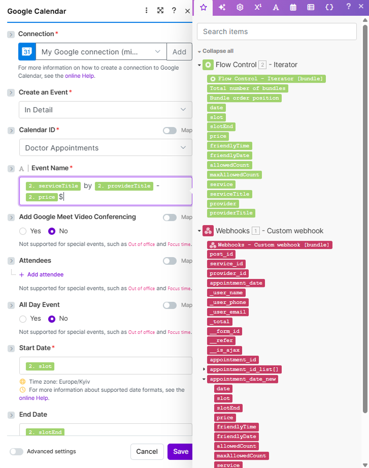 google-calendar-module-customization-in-make
