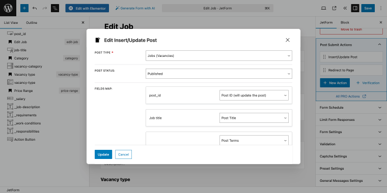 insert/update post form action