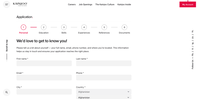 job application form