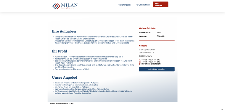 Milan experts vacancy single page