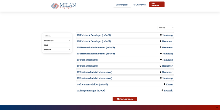 Milan experts jobs listing