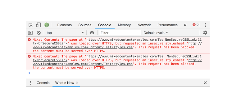 mixed content issue in console