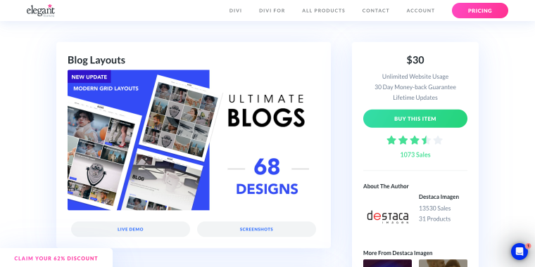 Ultimate Blog Layouts for Divi plugin homepage