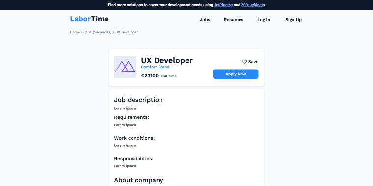 job single page