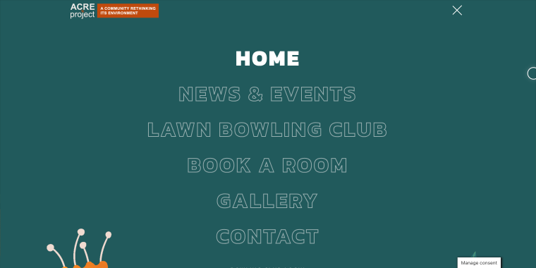 acre project website navigation menu