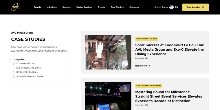 AVL Media Group portfolio page