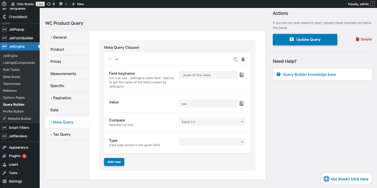 wc product query settings