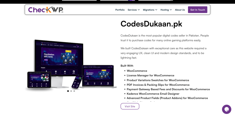 CheckWP portfolio page