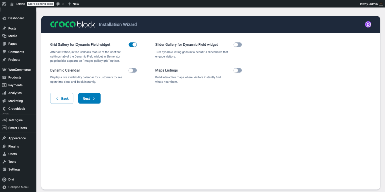 installation wizard additional options