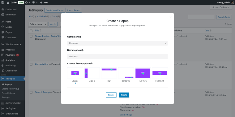 creating a popup