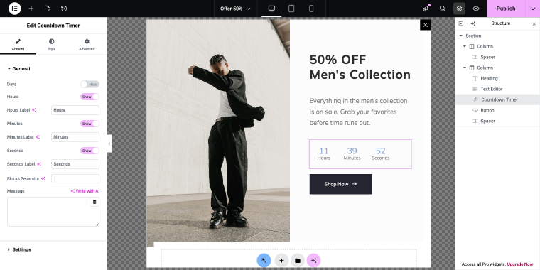 pop-up editor