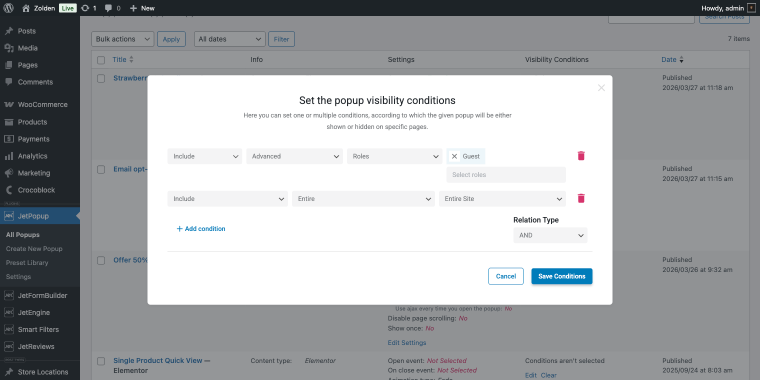 email opt-in visibility conditions