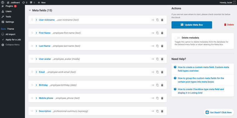 employee meta box meta fields