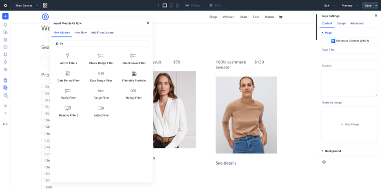 JetSmartFilters module in Divi 5