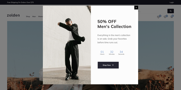 pop-up with timer