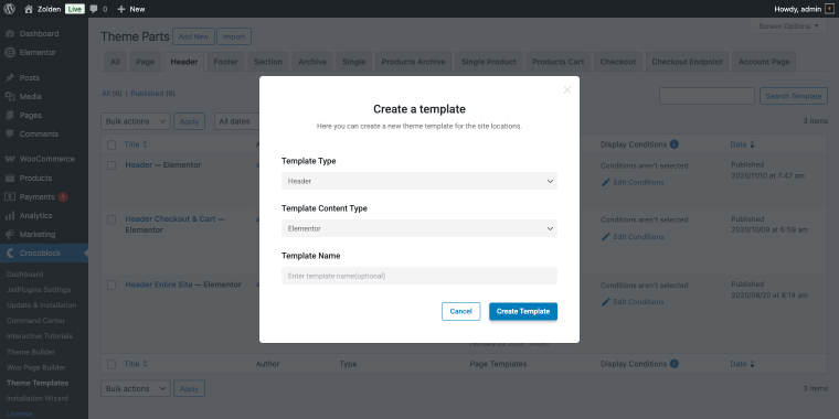 creating a header template