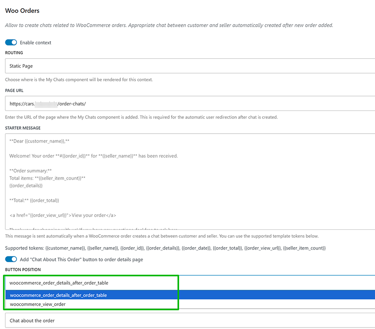 Woo checkout button position