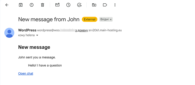 email chat notification