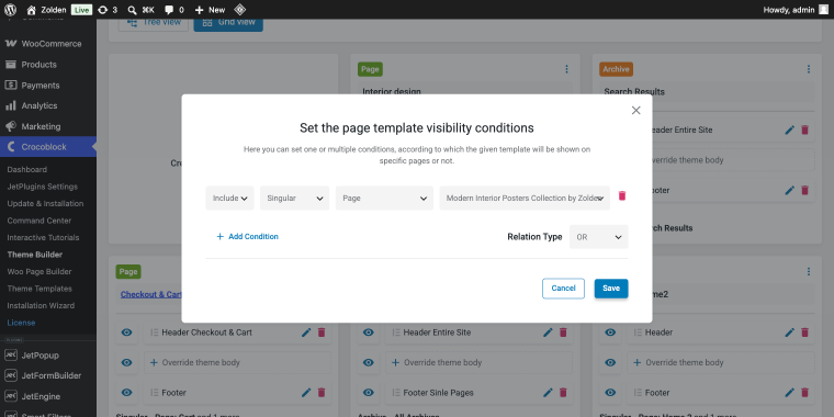 singular page display conditions