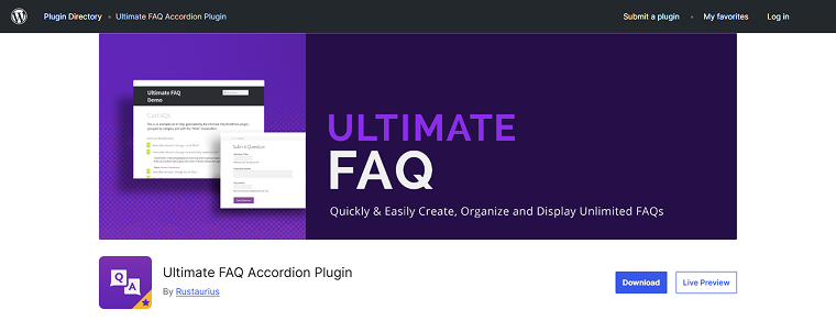 ultimate faqs plugin front page