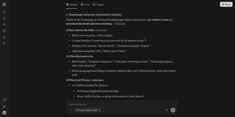 Perplexity AI homepage