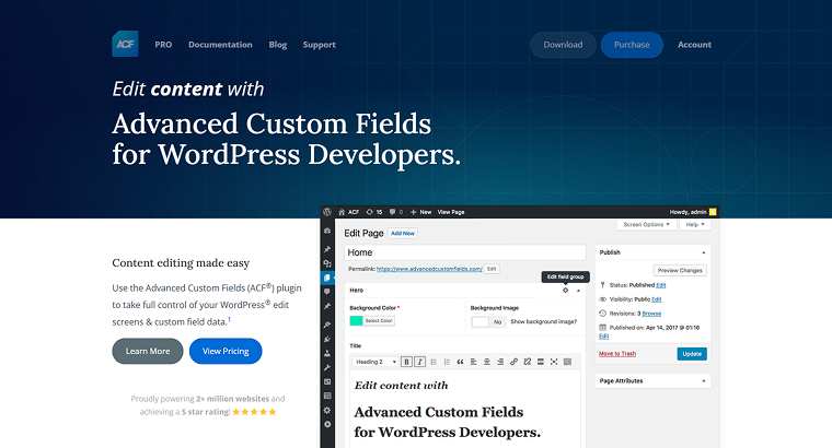acf plugin front page