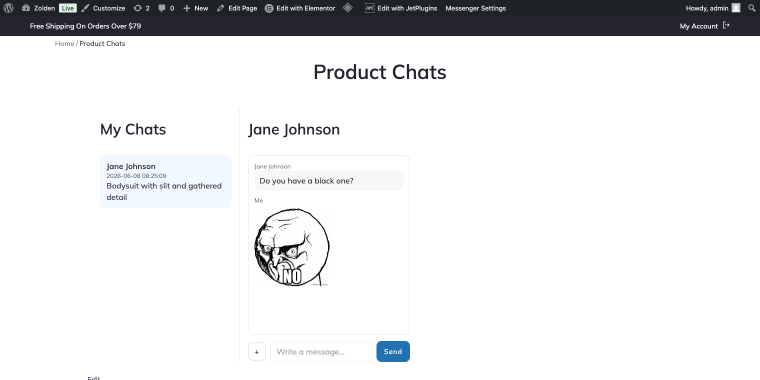 product chat with a client