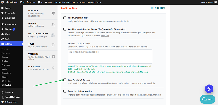 disabling the Load JavaScript deferred