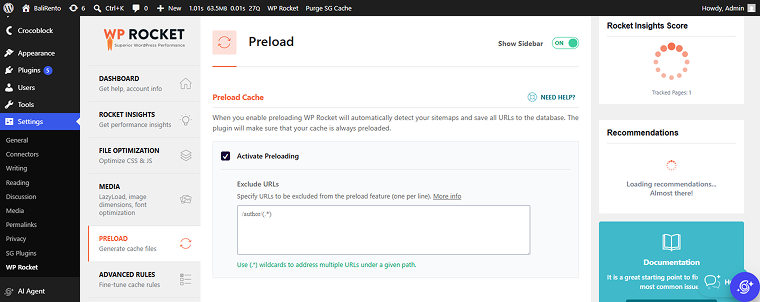 enable cache preloading