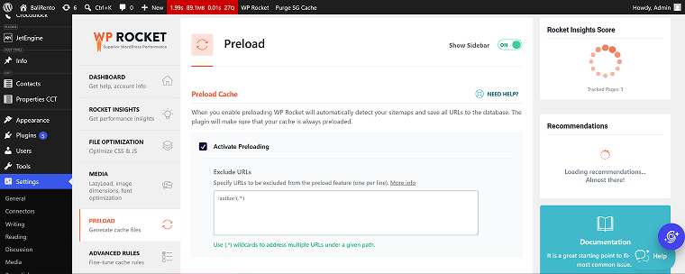 exclude URLs from preloading