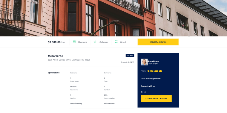property listing page