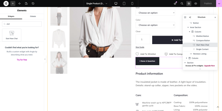 adding chat button to single product