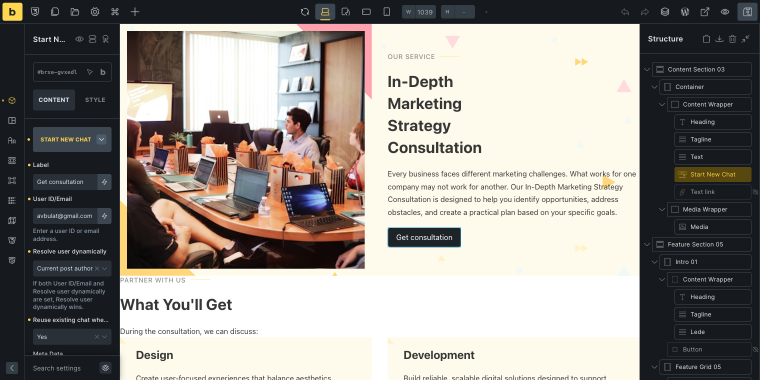 get consultation chat button