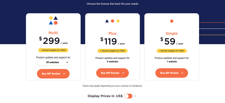 wp rocket pricing