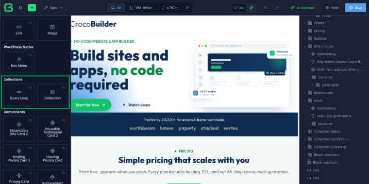 crocobuilder collections section