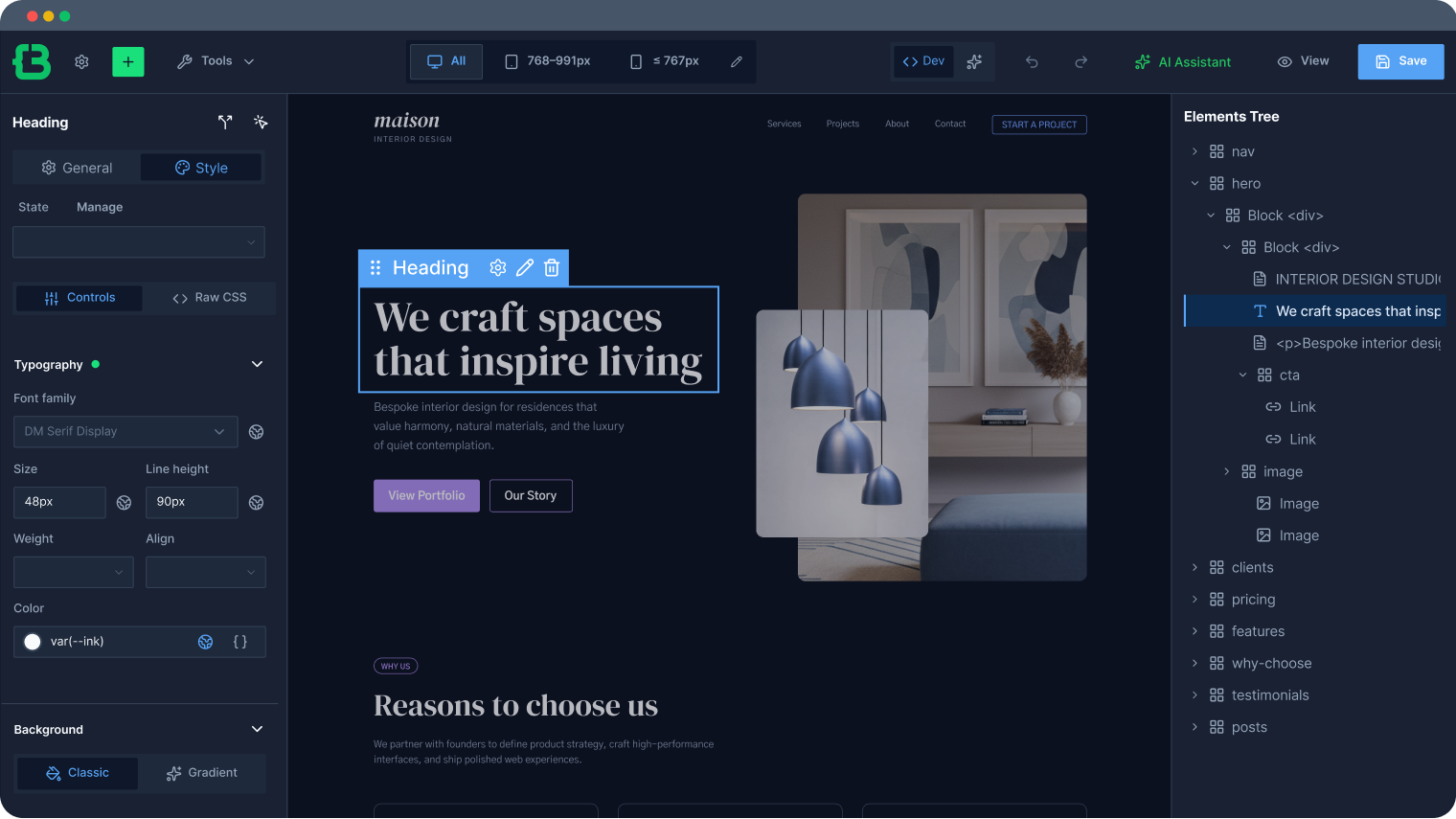 Unified Style Controls Panel with composite element CSS Parts